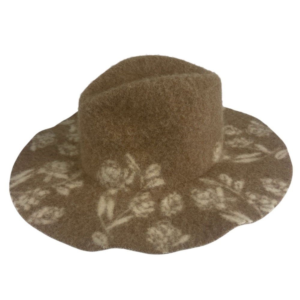 Zara Womens Wool Blend Contrasting Floral Floppy Brim Hat Size Small